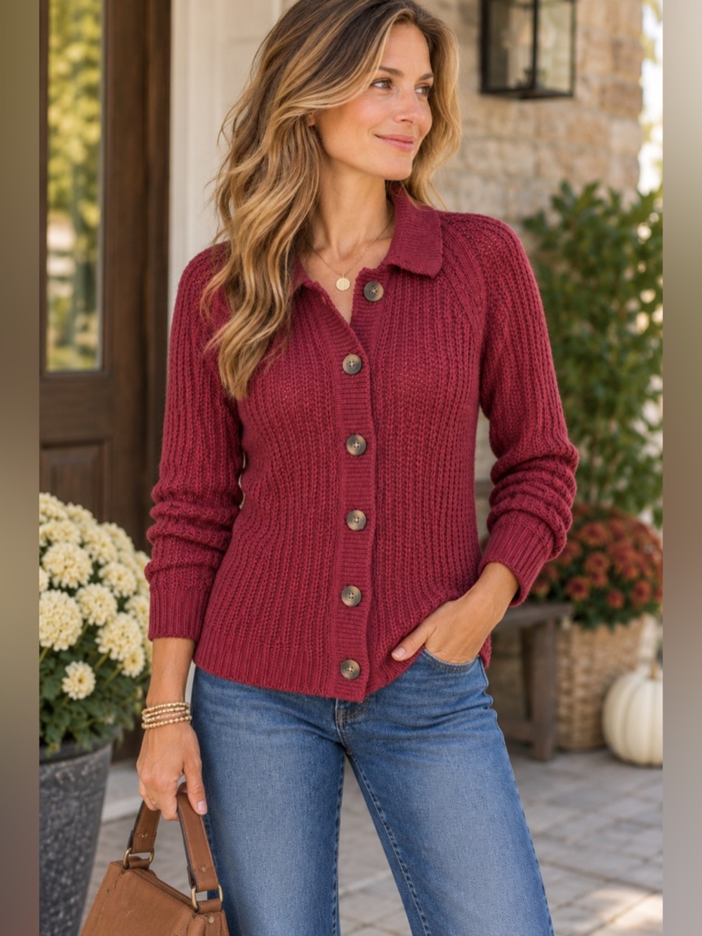 Garnet Hill Women’s XS Maren Burgundy Linen Cotton Button Cardigan Sweater NWOT